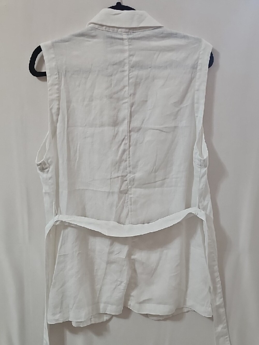 Tahari White Linen Sleeveless Blazer Vest - Picture 5 of 8